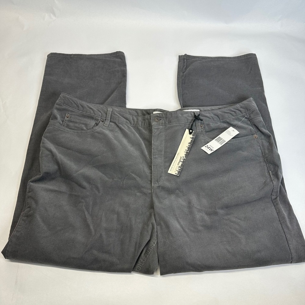 Jones New York Jeans Sutton Straight Grey Corduroy Pants 24W NWT 60196382-B30